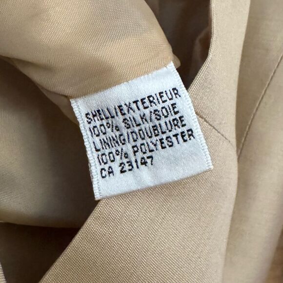 Vintage Talbots Small Petite Tan Silk 3/4 Sleeve Button Front Collared Blazer - Picture 10 of 10